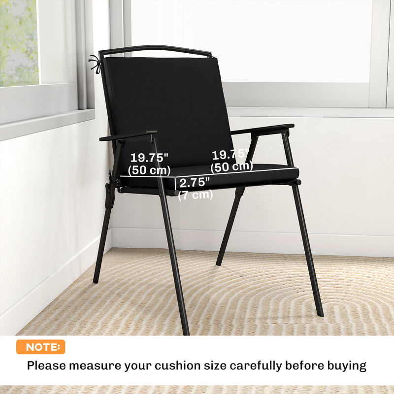 Garden Chair Cushions Set of 2 with Firm Support and Easy Clean Covers Black