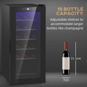 Freestanding Wine Cooler 18 Bottle Capacity With Digital Touch Control And LED Light Black