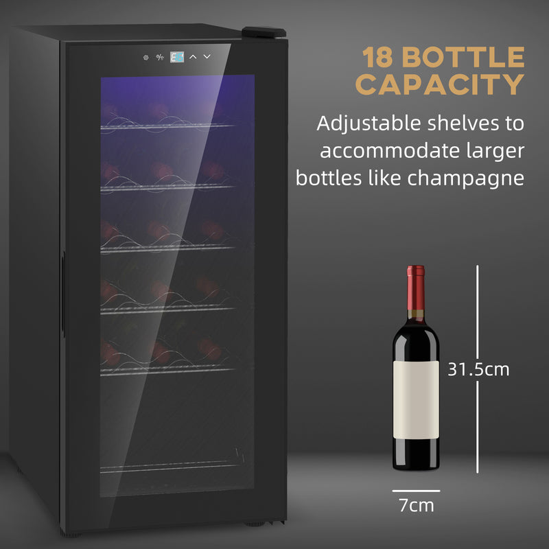 Freestanding Wine Cooler 18 Bottle Capacity With Digital Touch Control And LED Light Black
