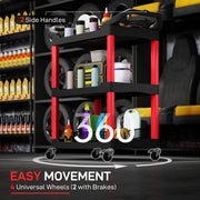 3 Tier Rolling Tool Cart With Wheels And Handles For Garage Or Workshop Use