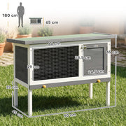 Wooden Outdoor Rabbit Hutch with Raised Base and Easy Clean Tray Grey White AOSOM