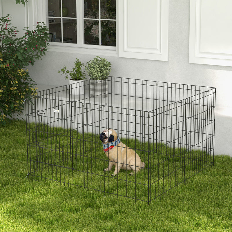 8 Panel Dog Playpen with Door for Small Pets Ideal for Indoor and Outdoor Use Black