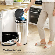 Automatic 42L Automatic Kitchen Sensor Bin with Soft Close Lid Ideal for Home Use, Stainless Steel