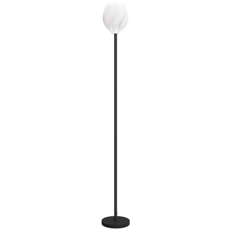 3D Printed Flower Floor Lamp with Rose Shade and Foot Switch Tall Pole, Light White