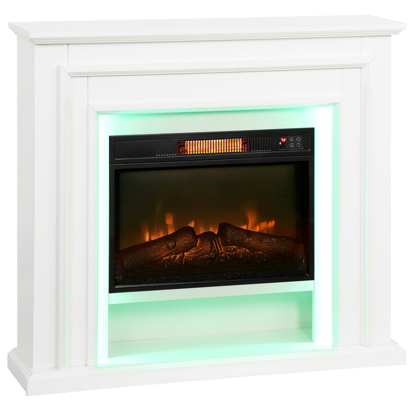 Electric Fireplace Heater with LED Flame Effect and Remote Control for Living Room, White