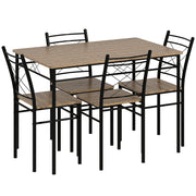 Modern 5 Piece Dining Table Set for 4 Space Saving Oak Kitchen Table with Steel Frame by HOMCOM