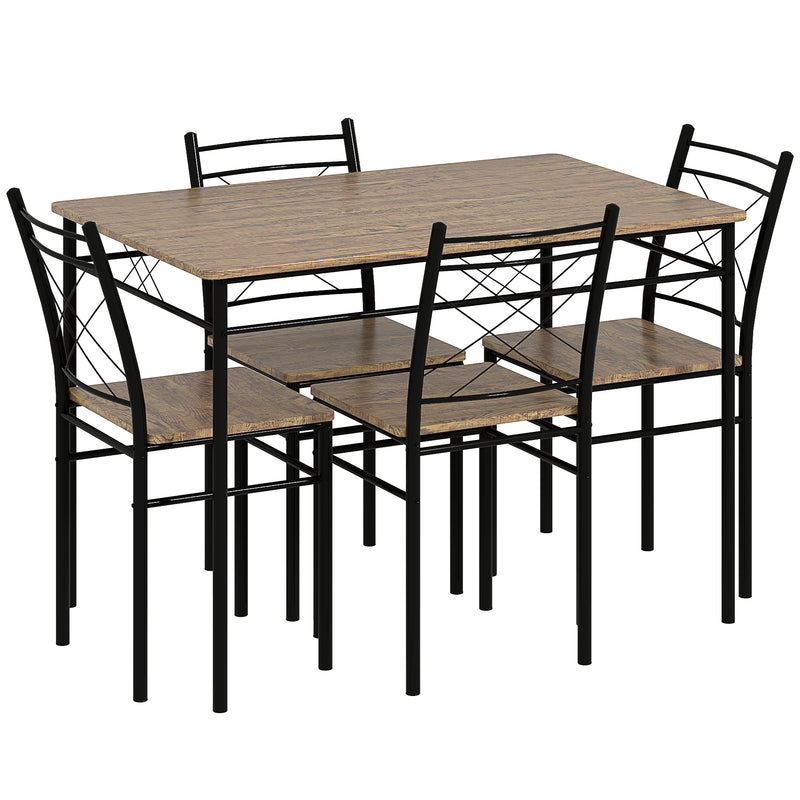 Modern 5 Piece Dining Table Set for 4 Space Saving Oak Kitchen Table with Steel Frame by HOMCOM