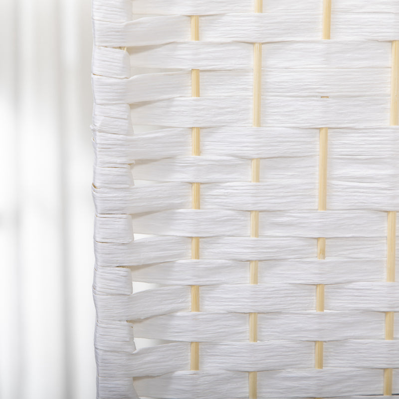 Folding Room Divider for Instant Privacy with Handwoven Panels White