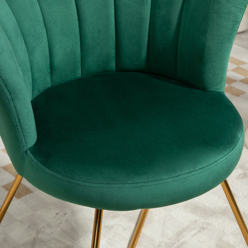 Green Velvet Lotus Petal Accent Chair With Gold Legs by HOMCOM