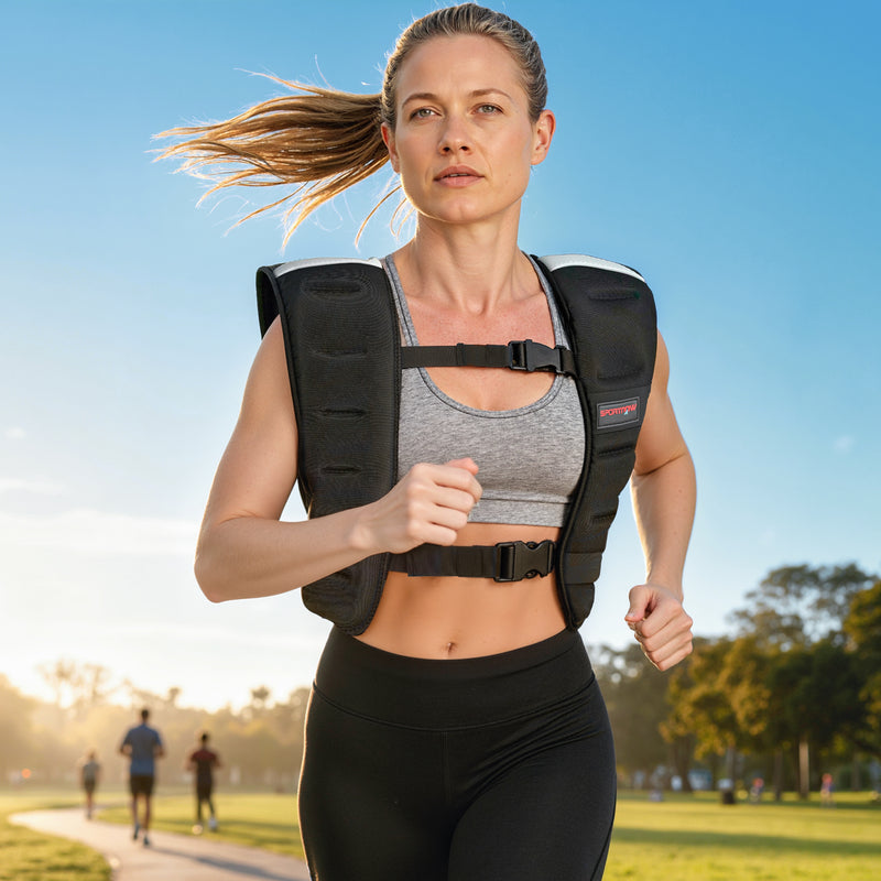 10kg Weighted Vest with Adjustable Straps and Reflective Strips for Running or Training Black AOSOM