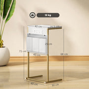 White C Shaped Bedside Table With Charging Station USB Ports and Storage for Bedroom or Lounge