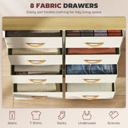 Chest of 8 Fabric Drawers With Metal Frame for Bedroom or Closet Storage Beige