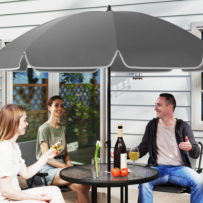 4 Seater Patio Dining Set With Parasol and Folding Chairs Grey by Outsunny