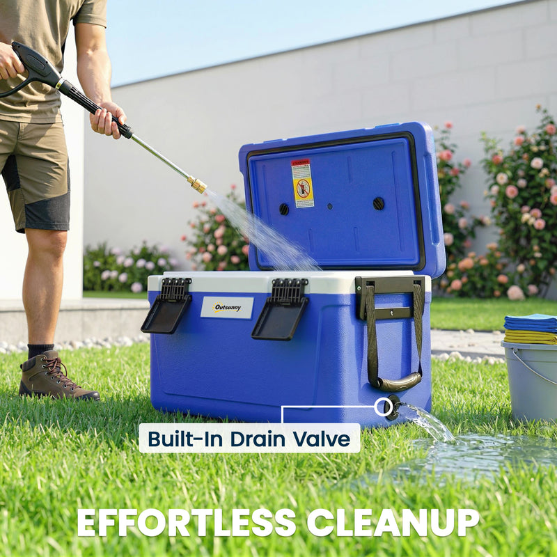 Cooler Box for Camping Keeps Food and Drinks Cold Up to 3 Days 42L Dark Blue Outsunny