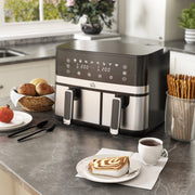 8.5L Dual Basket Air Fryer with Sync Cook and Preset Menus for Easy Meals Black