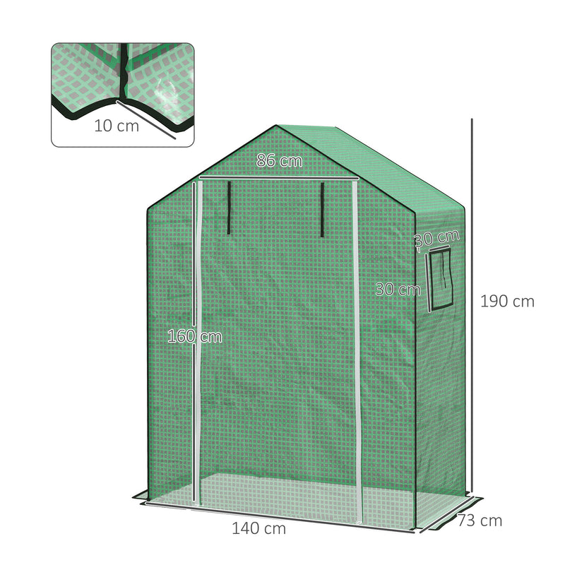 Walk In Greenhouse Cover Replacement with Roll Up Door for Garden Growing Green