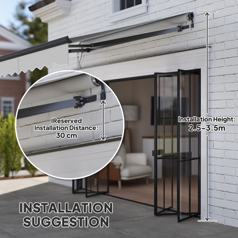 Light Grey 2.5 x 2m Electric Retractable Awning with Remote and UV30+ Sun Shade by Outsunny