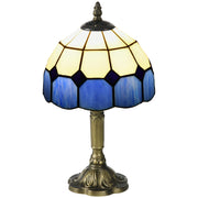 Handmade Stained Glass Table Lamp for Bedroom or Living Room with Antique Style, Blue