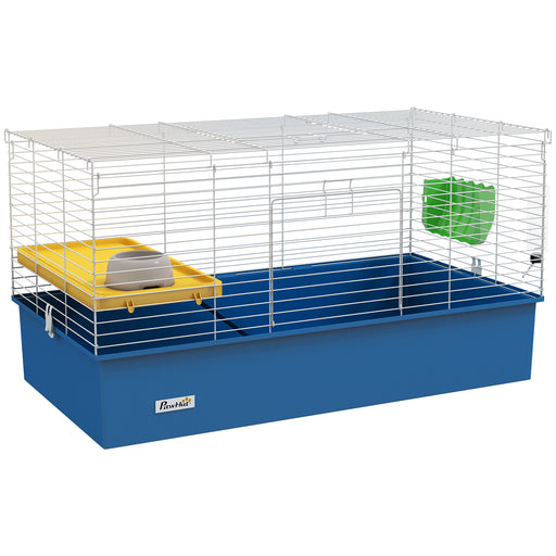 Small Animal Cage With Platform and Ramp For Rabbits Guinea Pigs and Chinchillas, Blue