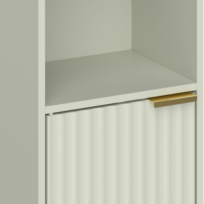 Corner Bookcase with Shelves and Hidden Cabinet for Small Room Storage