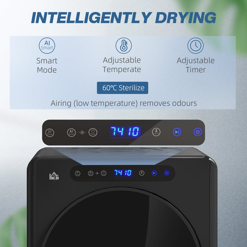 4kg Compact Tumble Dryer with Adjustable 40 to 60 Degree Heat Ideal for Small Spaces, Black