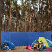 Foldable Camping Windbreak With Steel Poles And Carry Bag For Beach Shelter Privacy Blue AOSOM