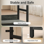 6 Tier Industrial Bookshelf With Storage Drawers For Home Office Or Living Room Grey