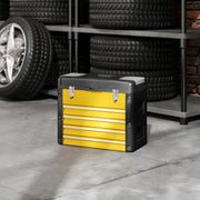 Yellow 4 Drawer Metal Toolbox Chest With Large Storage For Garage Or Workshop AOSOM