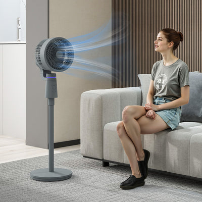 Grey Pedestal Air Circulation Fan with Oscillating Function and Light Off by HOMCOM