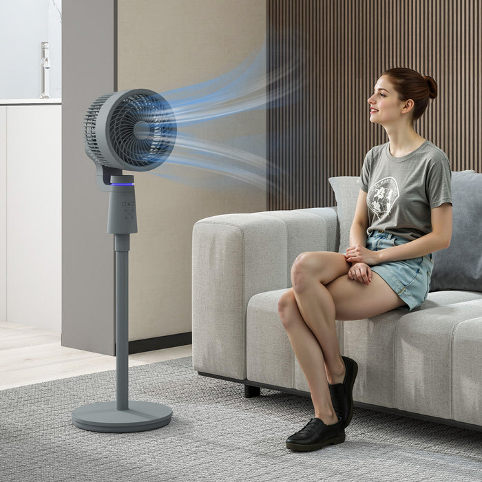 Grey Pedestal Air Circulation Fan with Oscillating Function and Light Off by HOMCOM