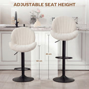 Bar Stools with Adjustable Height and Swivel for Kitchen Island or Breakfast Bar Cream AOSOM