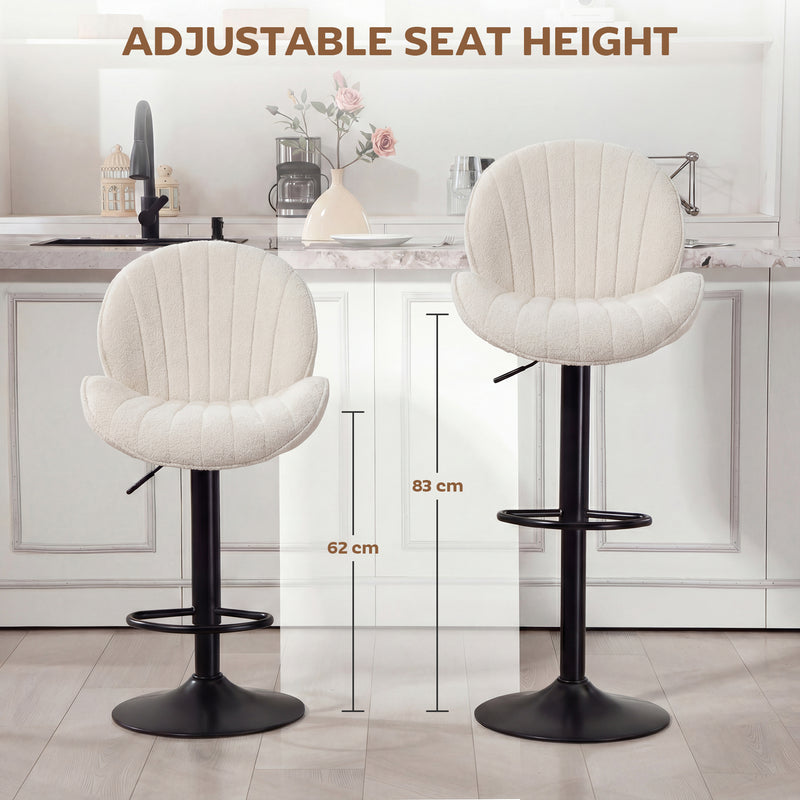Bar Stools with Adjustable Height and Swivel for Kitchen Island or Breakfast Bar Cream AOSOM