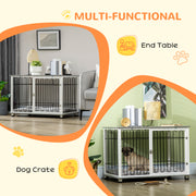 Indoor Dog Crate with Cushion and Lockable Doors Doubles as Side Table for Small Dogs Grey