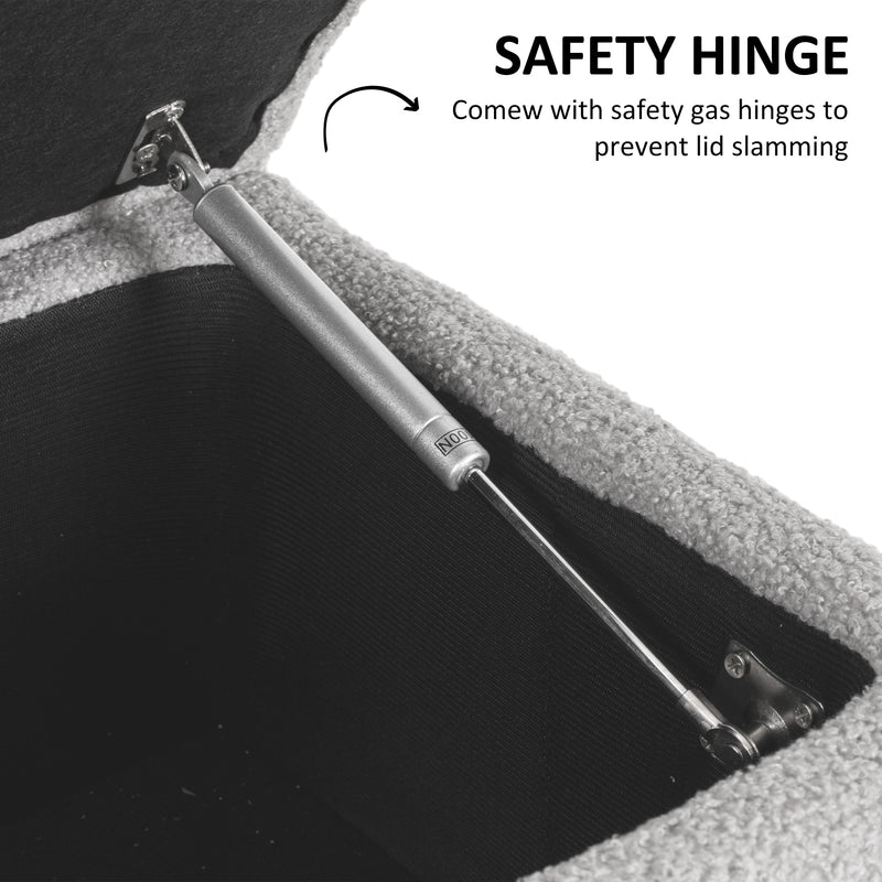 Fabric Storage Ottoman Bench With Wooden Legs For Bedroom Or Lounge 47L Capacity, Grey