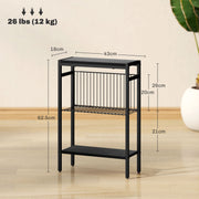 Three Shelf Industrial Side Table with Black Metal Frame by HOMCOM