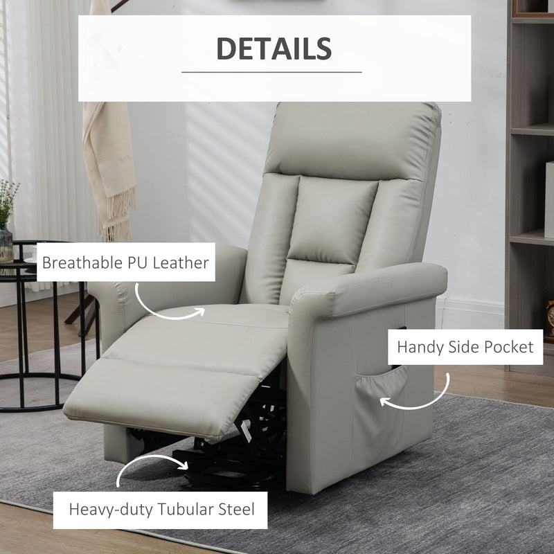Electric Recliner Armchair with Remote and Footrest for Elderly Comfort and Support Grey