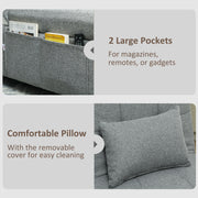 Dark Grey 4 in 1 Single Sleeper Chair Bed with Adjustable Backrest by HOMCOM