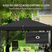 Black 3 x 3m Pop Up Gazebo with Mesh Sidewalls and Carry Bag for Garden and Outdoor by Outsunny