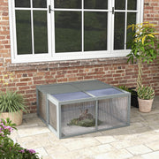 Wooden Folding Rabbit Hutch for 2 to 3 Rabbits with Outdoor Run Space Grey AOSOM