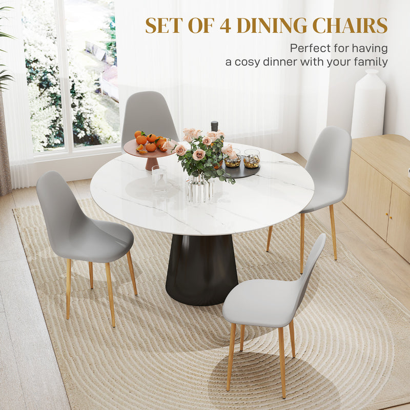 Set of 4 Grey Modern Dining Chairs with Backrest and Steel Legs for Kitchen or Dining Room by HOMCOM