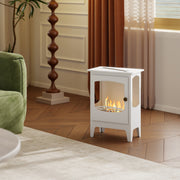 Freestanding Bioethanol Fireplace with 1.2L Tank and 3 Hour Burn Time for Indoors White
