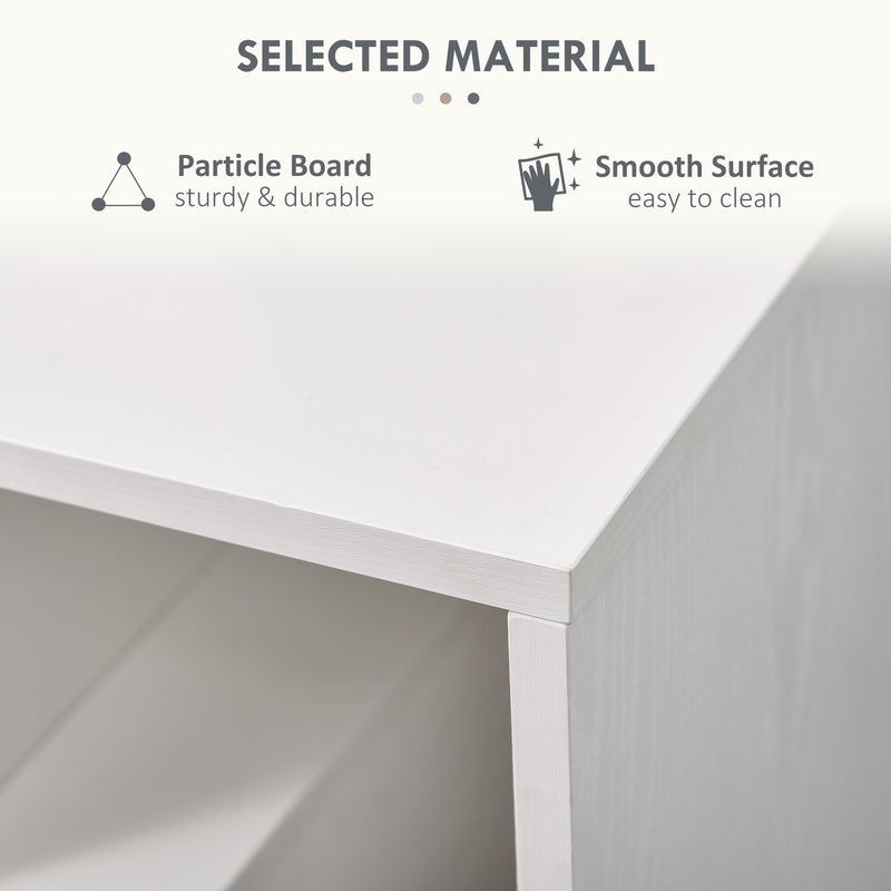 Set of 2 Three Tier Side Tables with Open Storage Shelves for Living Room or Bedroom, White