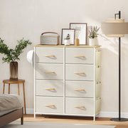Chest of 8 Fabric Drawers With Metal Frame for Bedroom or Closet Storage Beige