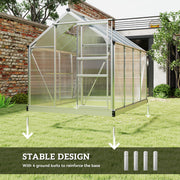 6 x 8ft Walk In Greenhouse With Sliding Door For Growing Plants Outdoors Clear AOSOM