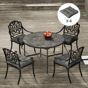 Charcoal Grey 4 Piece Garden Chair Cushion Set With Ties For Indoor Or Outdoor Use