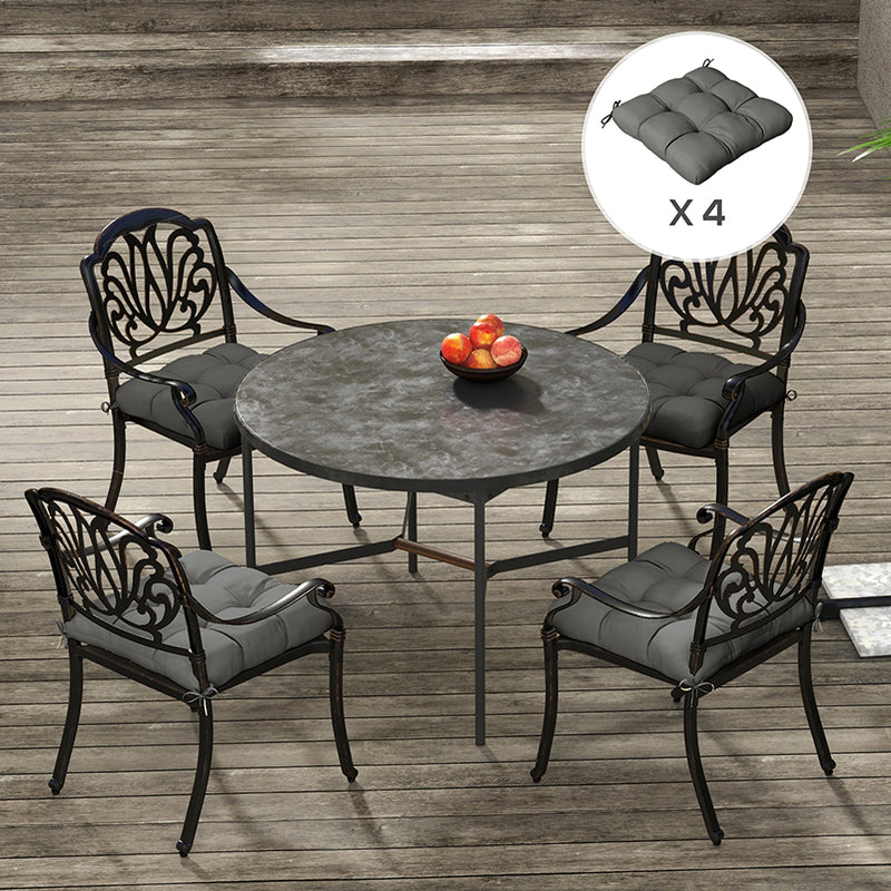 Charcoal Grey 4 Piece Garden Chair Cushion Set With Ties For Indoor Or Outdoor Use