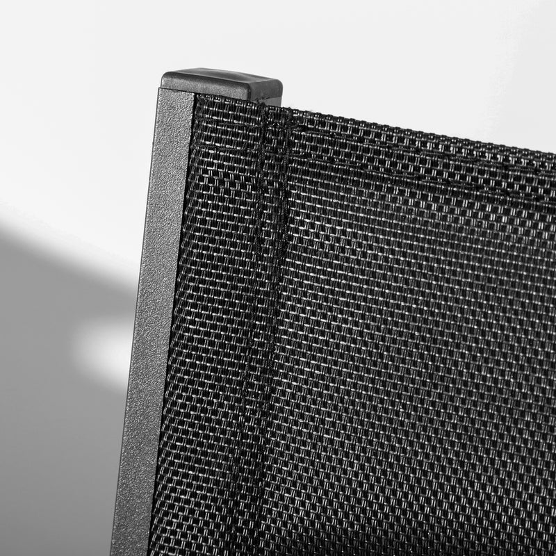 Set of 2 Black Aluminium Garden Chairs Stackable Outdoor Seating for Patio or Balcony