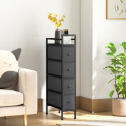 Slim 4 Drawer Fabric Storage Cabinet with Steel Frame for Small Bedrooms Black AOSOM