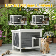 Insulated Outdoor Cat House Shelter - Flip Up Roof for Feral Cats, Grey & White PawHut