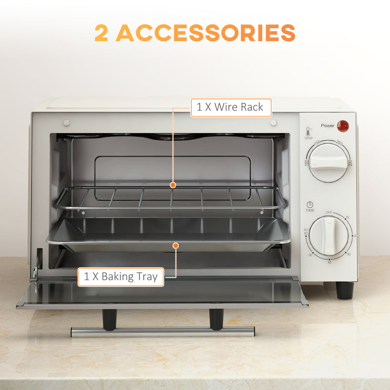 9L Mini Electric Oven With Adjustable Timer and Grill Function Ideal for Small Kitchens Cream